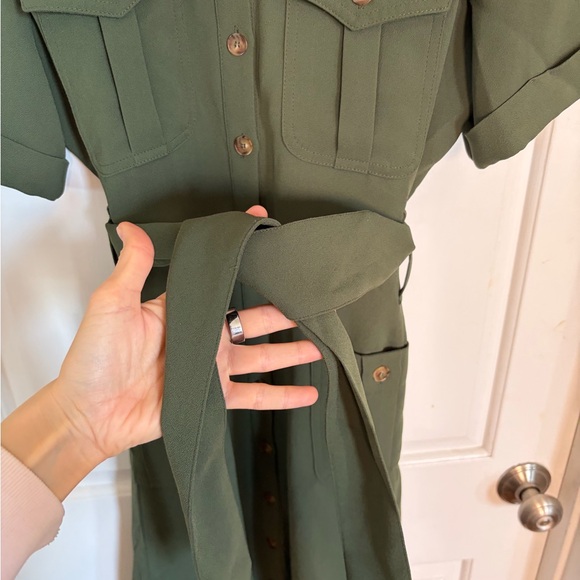 Sezane Raquel dress olive green size 10 - Picture 10 of 11